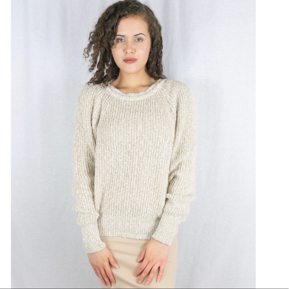 Free People Pullover Beige Knit Stretch Sweater